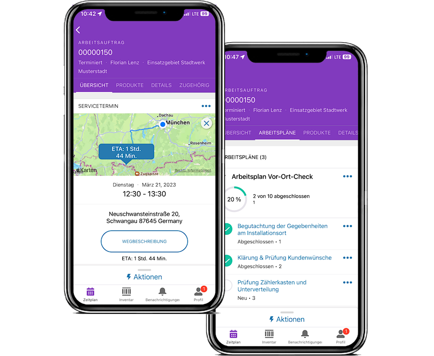 Die Field-Service-App auf einem Smartphone